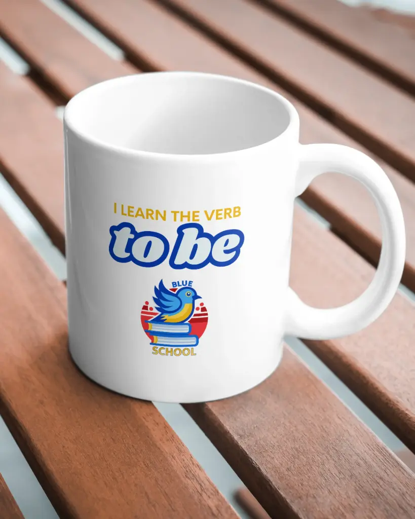 Caneca "I learn the verb to be"