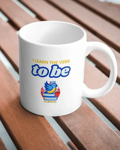 Caneca "I learn the verb to be"